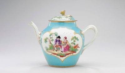 Worcester theepot en deksel, ca. 1770 door James Giles