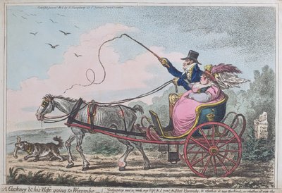 Een Cockney en zijn Vrouw op weg naar Wycombe, gepubliceerd door Hannah Humphrey in 1805 door James Gillray
