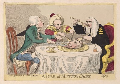 Een schotel lamskoteletten door James Gillray