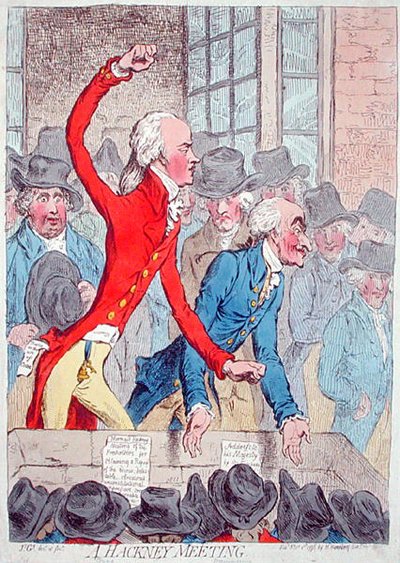 Een Hackney Bijeenkomst door James Gillray