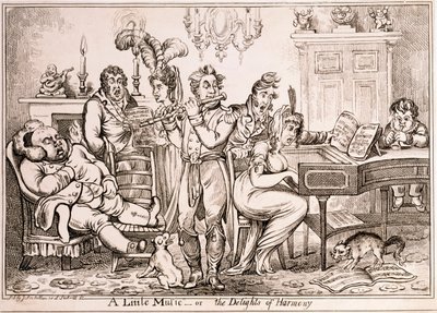 Een beetje Muziek of De Geneugten van Harmonie, gegraveerd door William Brocas, gedrukt in Londen door J. Sidebotham, 1810 door James Gillray
