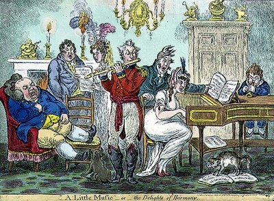 Een beetje muziek, of de geneugten van harmonie, uitgegeven door Hannah Humphrey door James Gillray
