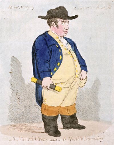 Een Natuurlijke Oogst; Alias - Een Norfolk Dumpling, gepubliceerd door Hannah Humphrey in 1791 door James Gillray