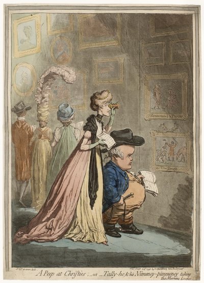 A Peep at Christies; of Tally-ho, amp; His Nimeney-Pimmeney Taking the Morning Lounge door James Gillray