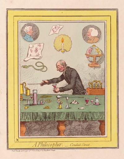Een filosoof: Conduit Street, uitgegeven 1796 door James Gillray