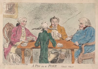 Een varken in een zak, Whist, Whist door James Gillray