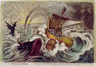 Een bad voor de walvis! uitgegeven door Hannah Humphrey door James Gillray
