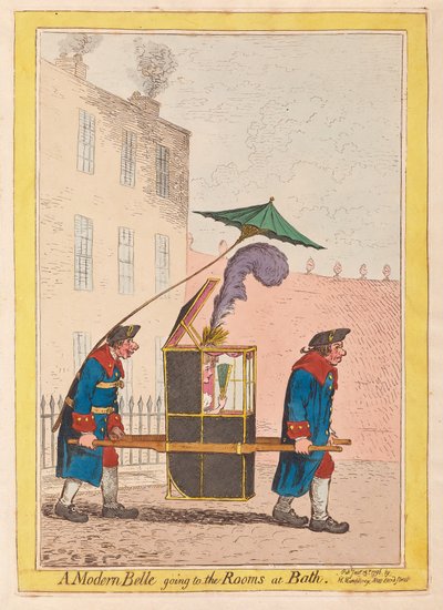 Een moderne Belle op weg naar de Kamers in Bath door James Gillray