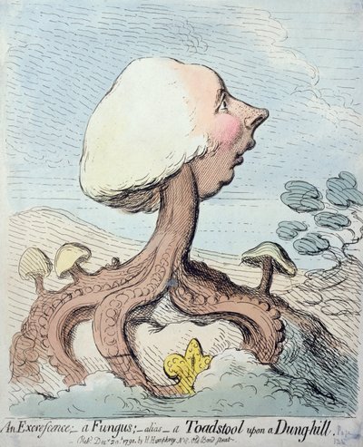 Een uitwas; Een schimmel; Alias - Een paddenstoel op een mesthoop, gepubliceerd door Hannah Humphrey in 1791 door James Gillray