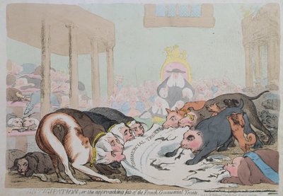 Anticipatie, of Het Naderende Lot van het Franse Handelsverdrag, gepubliceerd door W. Holland in 1786 door James Gillray