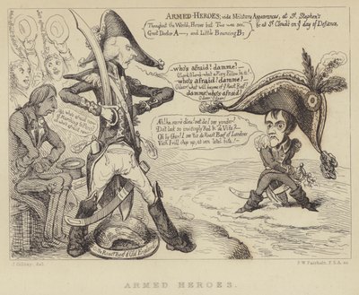 Gewapende Helden: Britse Premier Henry Addington confronteert Napoleon en de dreiging van een Franse invasie, 1803 door James Gillray