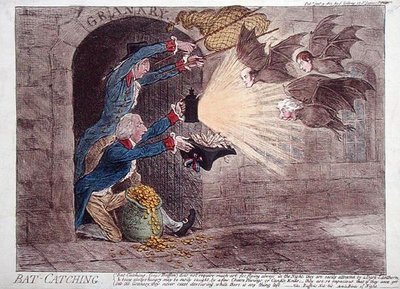 Vleermuizen vangen door James Gillray