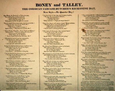 Boney en Talley, De Corsicaanse Kadaver - Slagers Afrekeningsdag, gepubliceerd door Hannah Humphrey, 1803 door James Gillray