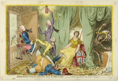 Britannia tussen de dood en de dokters door James Gillray