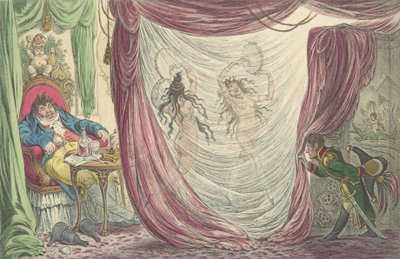 Ci-devant Occupations, of, Madame Talian en de keizerin Josephine dansen, 20 februari 1805 door James Gillray
