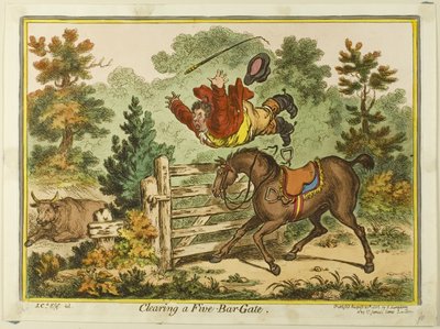 Een poort met vijf balken openen door James Gillray