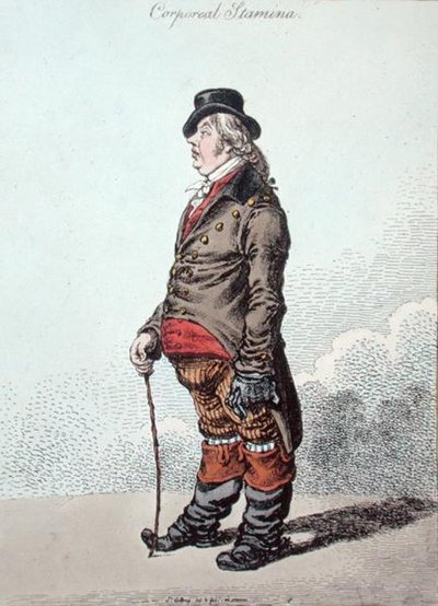Lichamelijke uithoudingsvermogen, gepubliceerd door Hannah Humphrey in 1801 door James Gillray