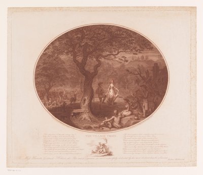Dansende man en vrouw onder een boom door James Gillray
