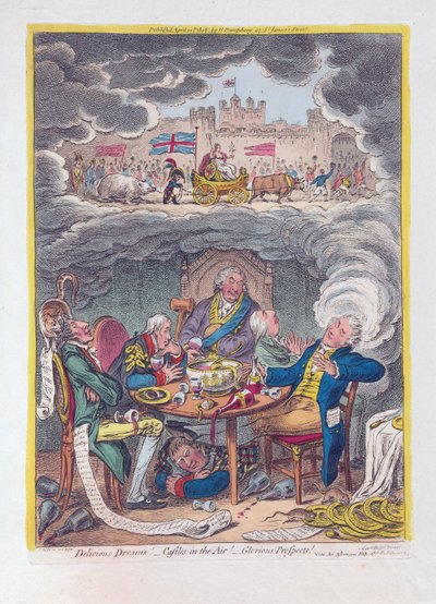 Heerlijke Dromen: Kastelen in de Lucht! - Glorieuze Vooruitzichten! door James Gillray