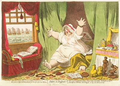 Dido in wanhoop, gepubliceerd door Hannah Humphrey, 1801 door James Gillray