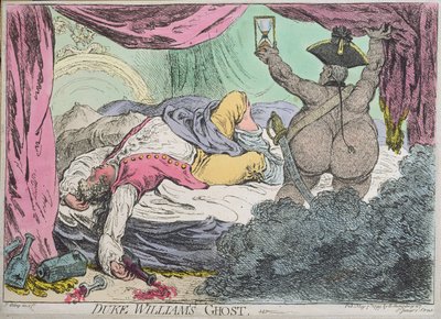 Het spook van hertog Willem, gepubliceerd door Hannah Humphrey in 1799 door James Gillray