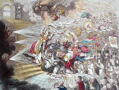 Einde van de Ierse farce van katholieke emancipatie, uitgegeven door Hannah Humphrey in 1805 door James Gillray