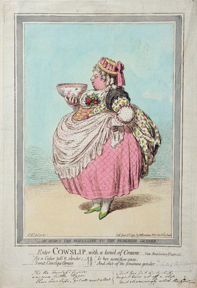 Enter Cowslip, met een kom room, gepubliceerd door Hannah Humphrey in 1795 door James Gillray