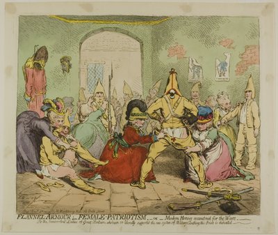 Flanellen pantser; vrouwelijk patriottisme door James Gillray