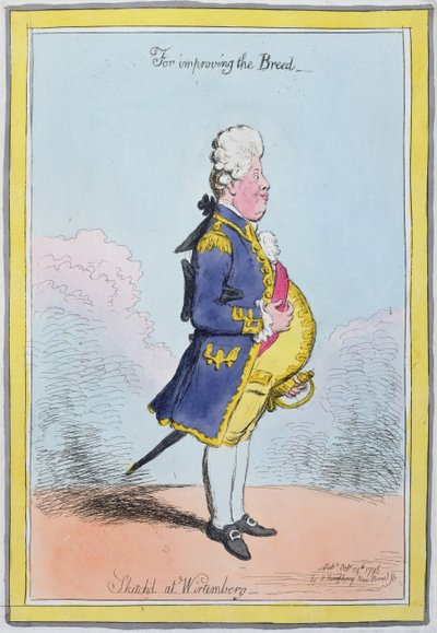Voor het Verbeteren van het Ras, geschetst in Wirtemberg, uitgegeven door Hannah Humphrey in 1796 door James Gillray
