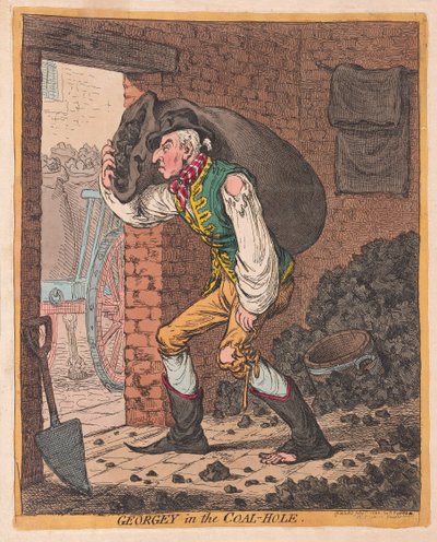 Georgey in het Kolenhok, uitgegeven 1800 door James Gillray