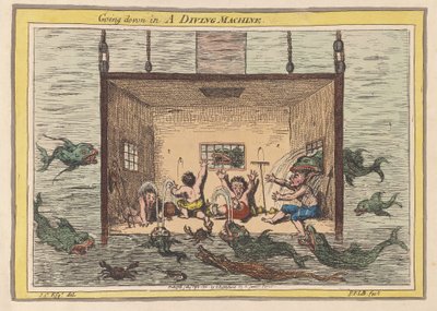 Naar Beneden in een Duikmachine door James Gillray