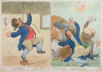 Ophanging en verdrinking, of fatale gevolgen van de Franse nederlaag, gepubliceerd door Hannah Humphrey in 1795 door James Gillray