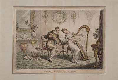 Harmonie voor het Huwelijk, uitgegeven door Hannah Humphrey, 1805 door James Gillray