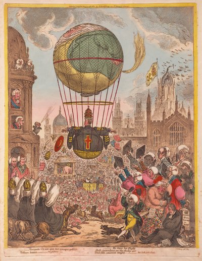 Hij stuurt zijn Vlucht, gepubliceerd 1810 door James Gillray