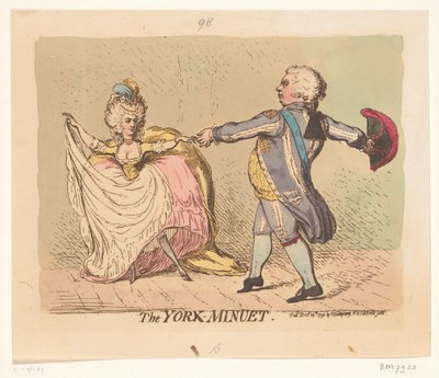 Hertogin van York en de Prins van Wales dansen een menuet, 1791 door James Gillray