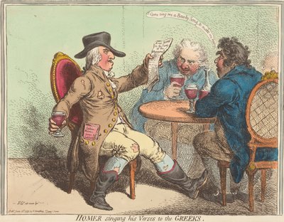Homer singt seine Verse den Griechen door James Gillray