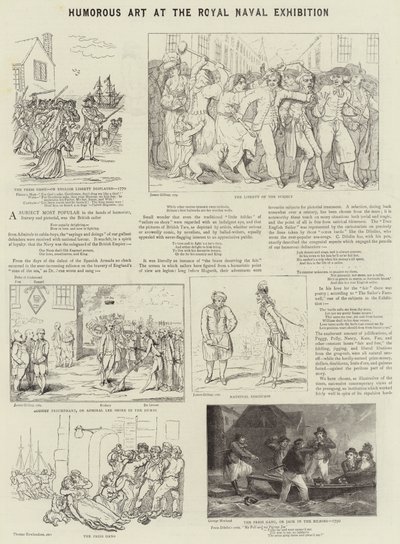 Humoristische kunst op de Royal Naval Exhibition door James Gillray