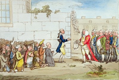 Ierse dankbaarheid, gepubliceerd door Hannah Humphrey in 1782 door James Gillray