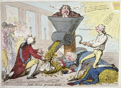 John Bull Uitgeput, gepubliceerd door Hannah Humphrey in 1795 door James Gillray