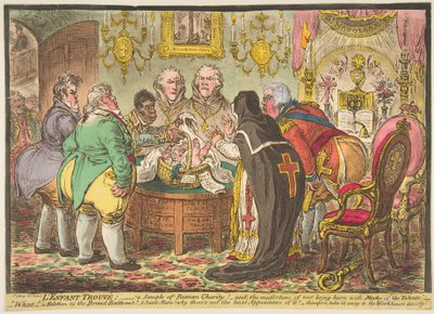 LEnfant Trouvé: een voorbeeld van Romeinse liefdadigheid! - of - het ongeluk om niet geboren te zijn wi..., 19 mei 1808 door James Gillray