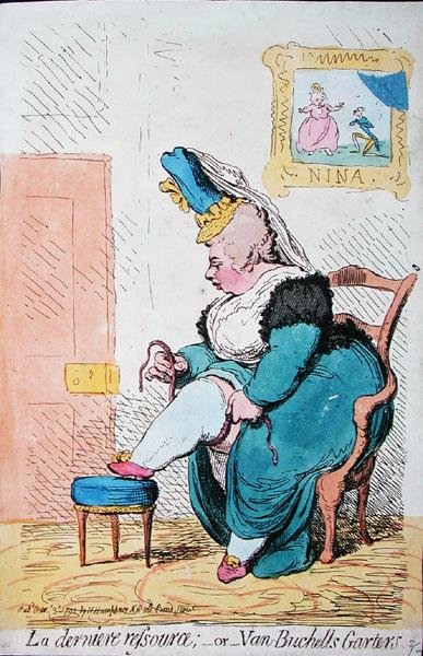 La Derniere Resource, of Van Buchells kousenbanden, uitgegeven door Hannah Humphrey in 1791 door James Gillray