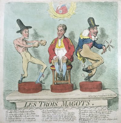 Les Trois Magots, uitgegeven door Hannah Humphrey in 1791 door James Gillray