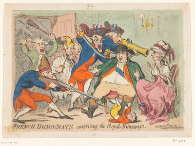 Lodewijk XVI en Marie Antoinette betrapt tijdens hun vlucht, 1791 door James Gillray