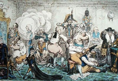 Fatsoenlijk maken, d.w.z. Broad-bottomites die in het grote kostuum komen, uitgegeven door Hannah Humphrey door James Gillray