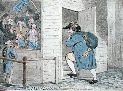 Mason, de banketbakker van de hertog die de snuisterijen verkoopt door James Gillray