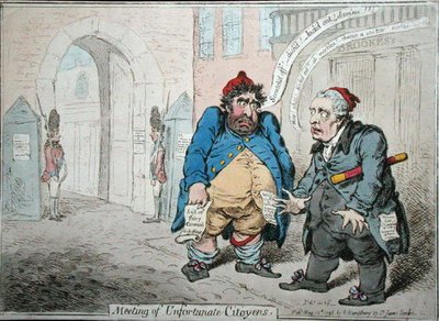 Bijeenkomst van ongelukkige burgers, gepubliceerd door Hannah Humphrey in 1798 door James Gillray