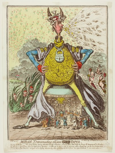 Midas, verandert alles in papier door James Gillray