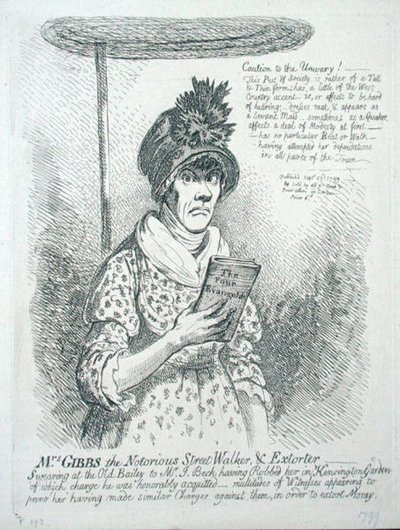 Mevrouw Gibbs, de beruchte straatwandelaarster en afperser door James Gillray