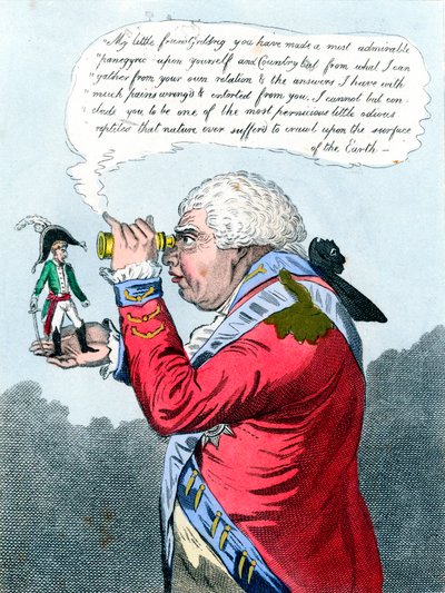 Napoleon en koning George III als Gulliver en de koning van Brobdingnag, juli 1803 door James Gillray