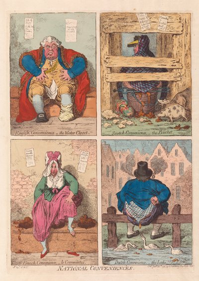 Nationale gemakken, uitgegeven 1796 (handgekleurde gravure) door James Gillray